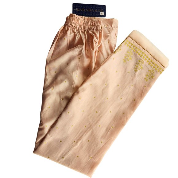 Womens Designer Trouser Pants Embellished Silk Viscose Sadabahar Brand Pakistani - Picture 15 of 16
